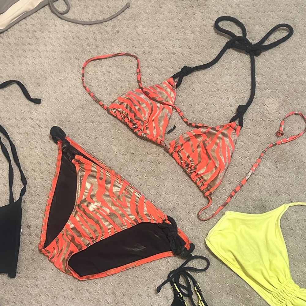 Orange Victorias Secret Tiger Stripped String Bikini